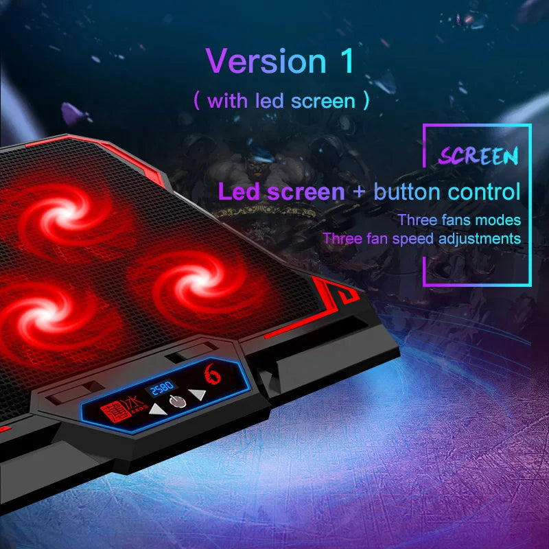Game Laptop Cooler Six Fan LED Screen