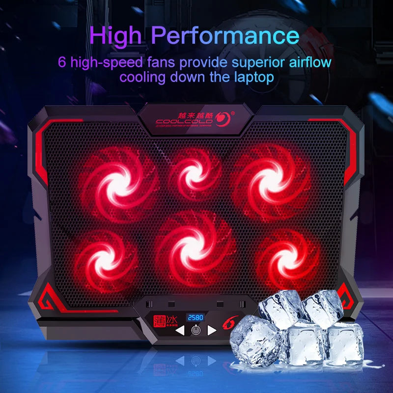 Game Laptop Cooler Six Fan LED Screen