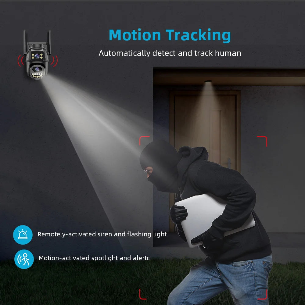 Outdoor Dual Lens Camera, Dual Screen, AI Auto Tracking