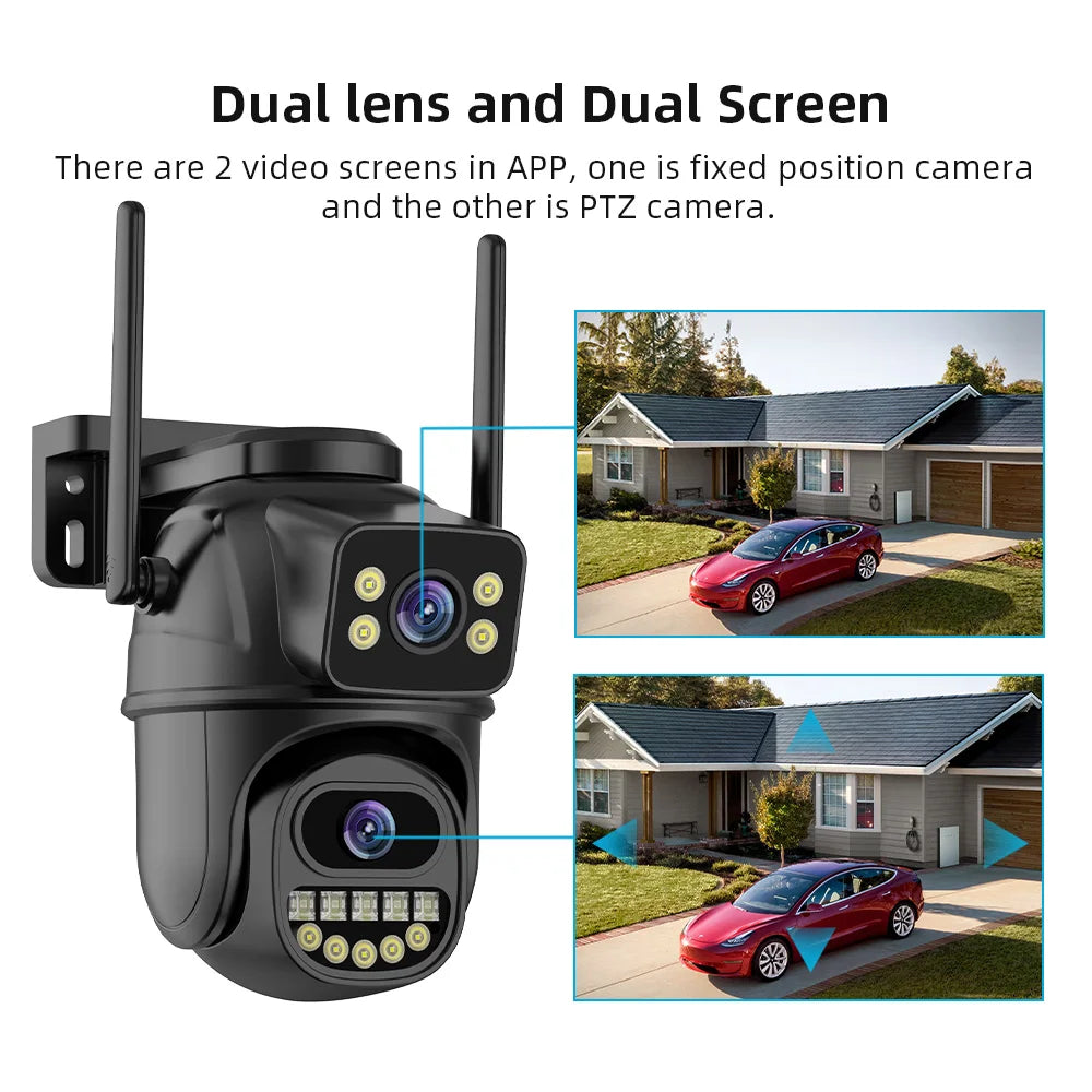 Outdoor Dual Lens Camera, Dual Screen, AI Auto Tracking