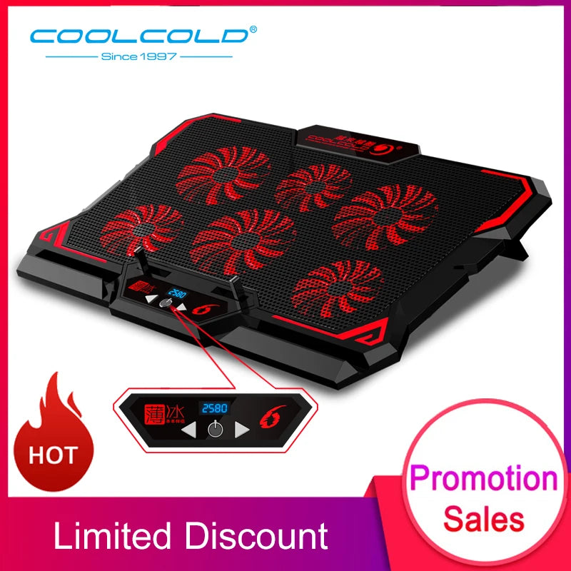 Game Laptop Cooler Six Fan LED Screen