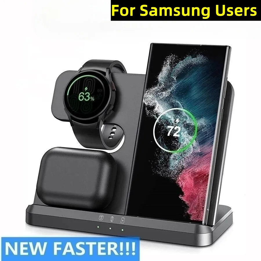 Wireless Charger Stand for Samsung, 3 in 1 Fast Charging Dock Station