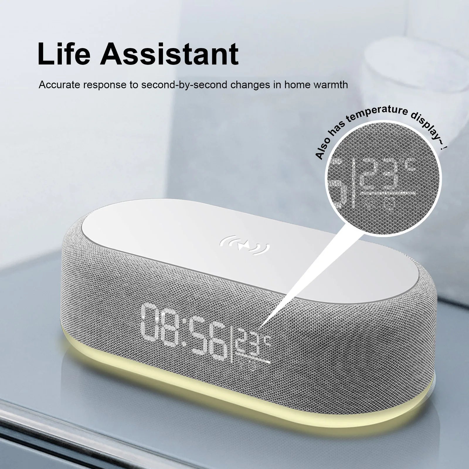 Wireless Fast Charging Dock Station, Alarm  Clock, Time LED Light