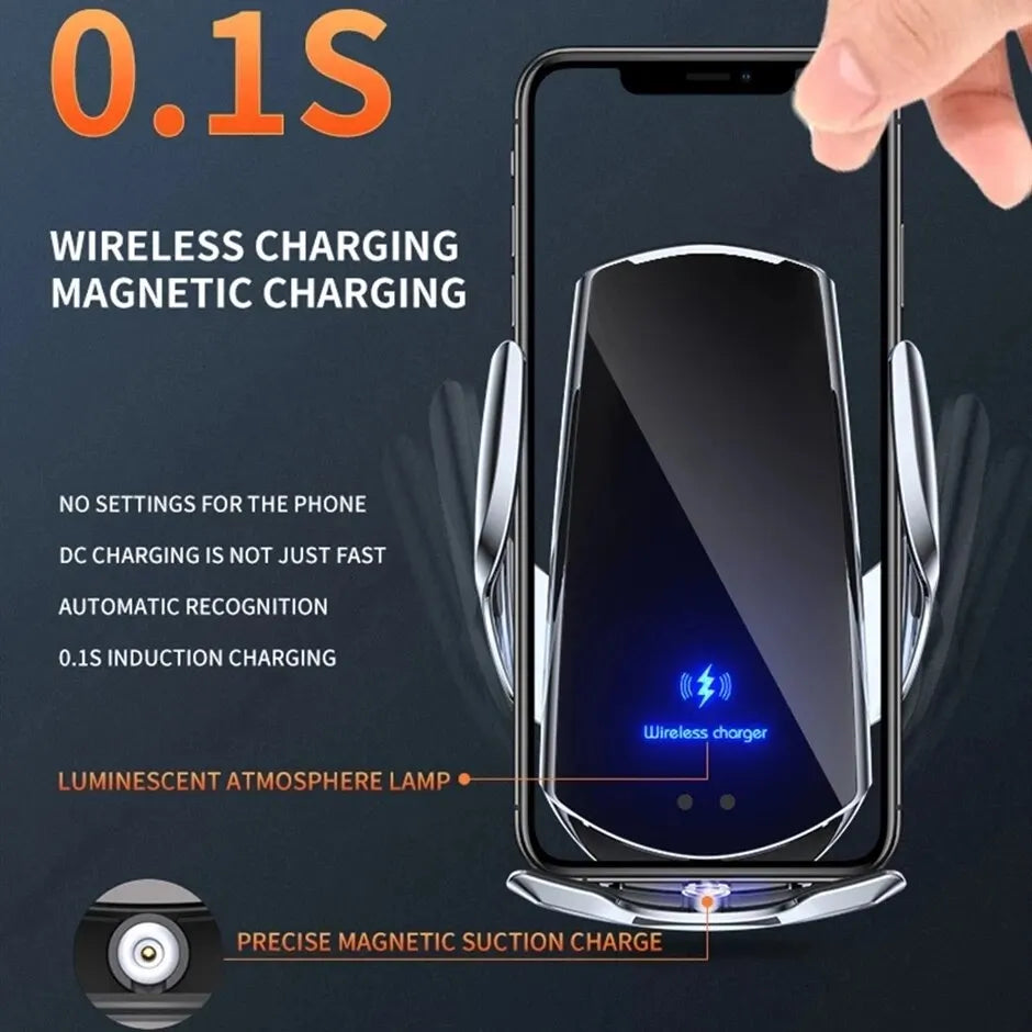 Magnetic Wireless Car Charger, Phone Holder, Infrared Induction