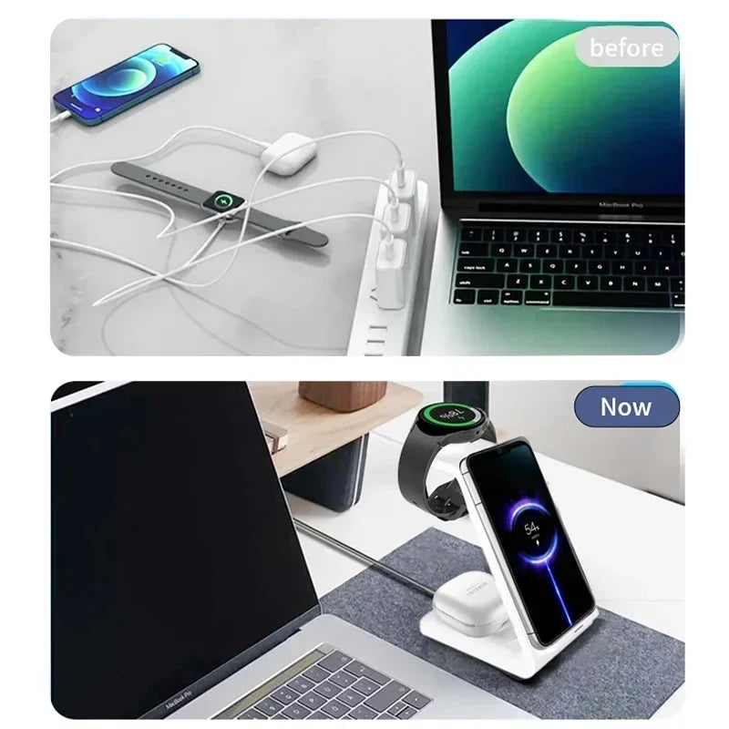Wireless Charger Stand for Samsung Galaxy, Fast Charging Station, 3 in 1