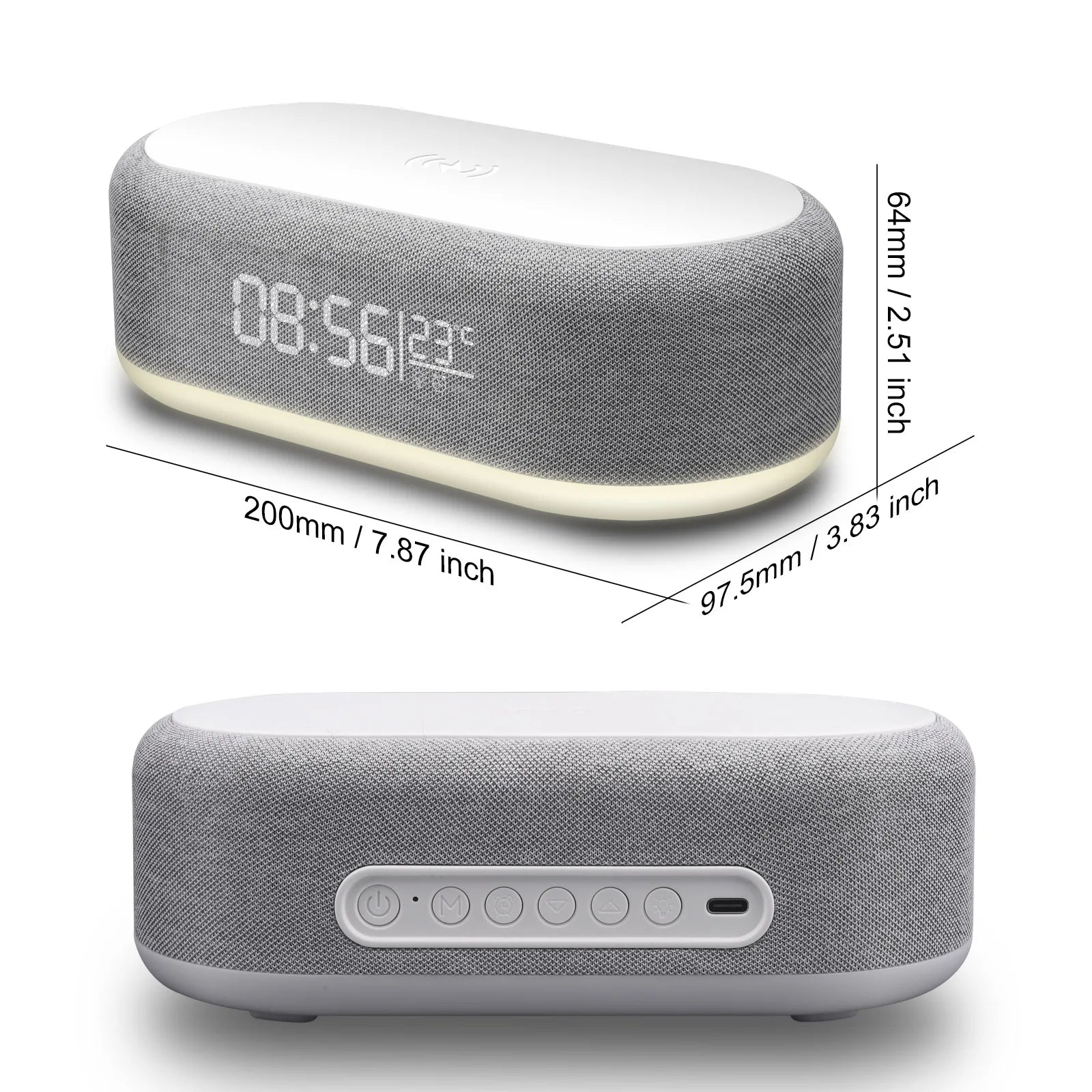 Wireless Fast Charging Dock Station, Alarm  Clock, Time LED Light